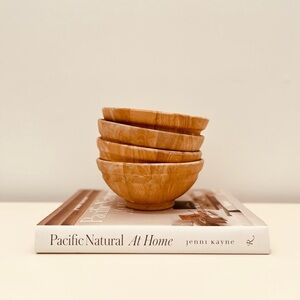 VINTAGEโ DANSK BLEACH TEAK WOOD MID-CENTURY BOWLS - SET OF 4 - MADE IN THAILAND